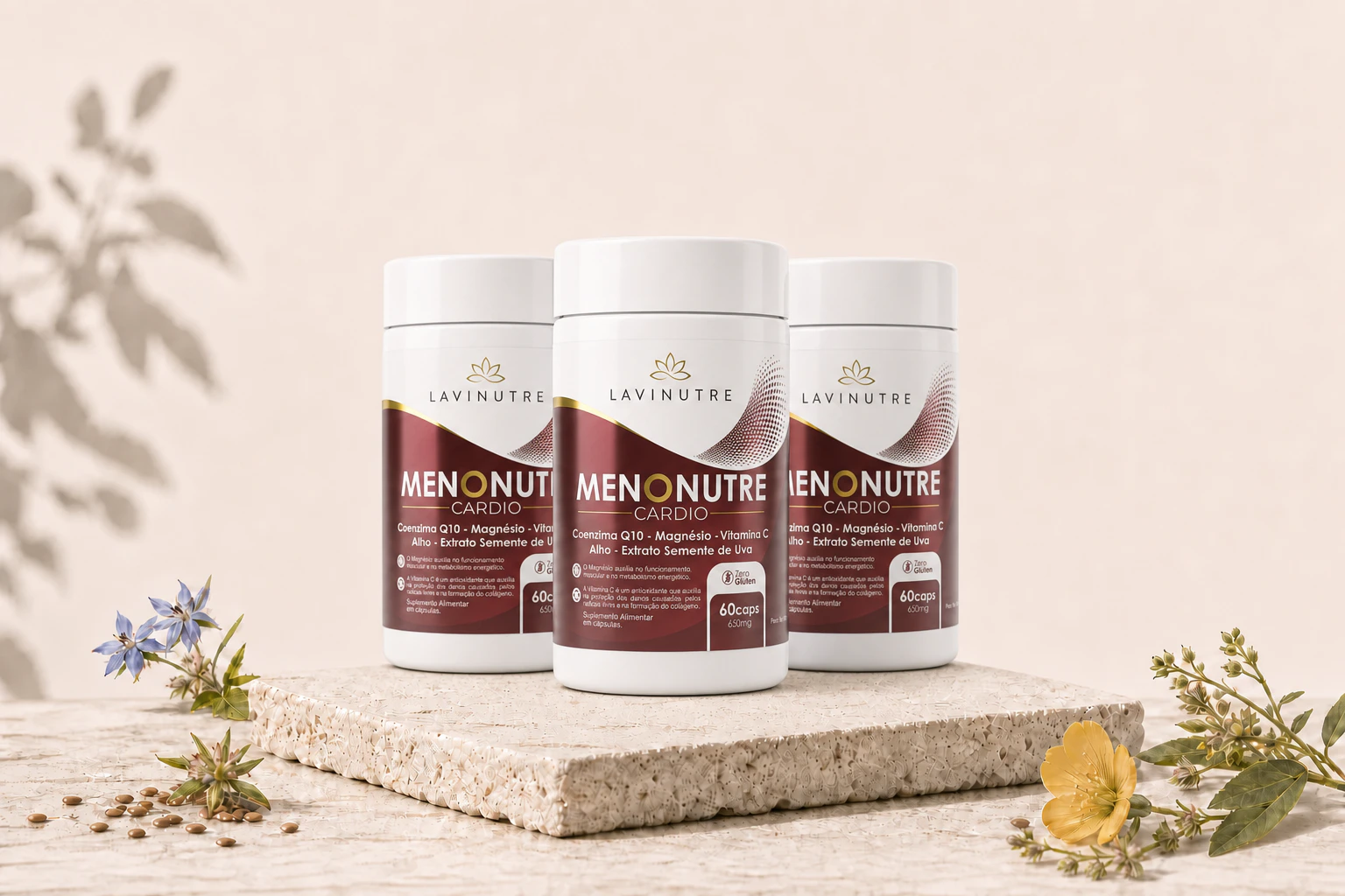 Produto Rotina Q10 + Magnésio 90 dias em composição editorial