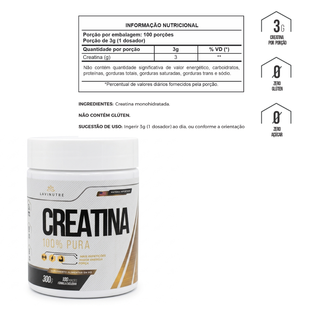 Tabela nutricional creatina Lavinutre